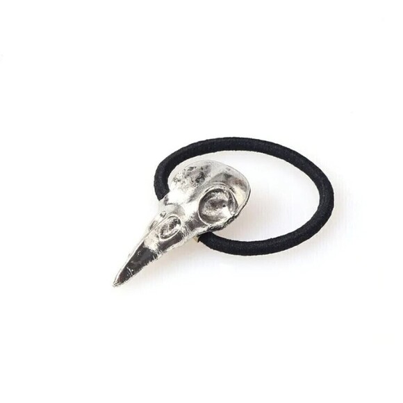 Bird Skull Hair Tie Black Pewter - Picture 1 of 5